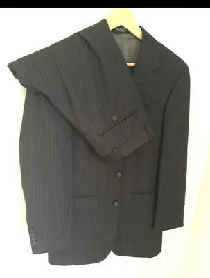 Vintage Oscar De La Renta Men's 2pc Black Pinstripe Suit Wool Cashmere • $45