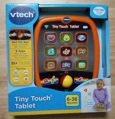 VTECH TINY TOUCH TABLET ORANGE 6-36 MONTHS ANIMALS MUSIC NUMBERS LETTERS Toy NEW • $18.50