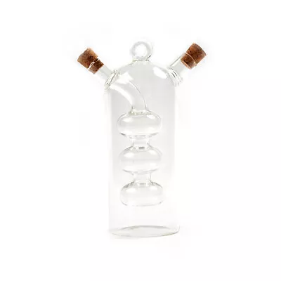 Double Layer Sauce Oil Bottle 2 In 1 Vinegar Glass Bottle Seasoning Bottles Jar: • £8.94