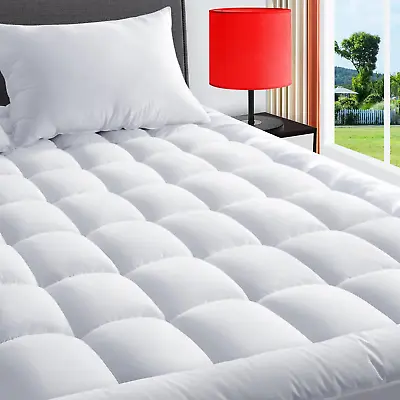 Queen Mattress Pad Cover Quilted Fitted Mattress Protector Cooling Pillow Top Ma • £53.50