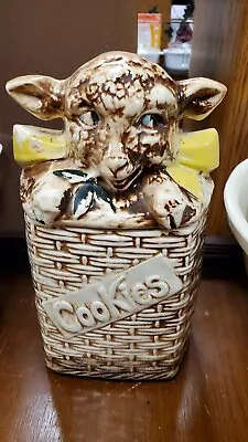 Vintage McCoy Lamb In Basketweave Cookie Jar - 1950's Pottery • $30