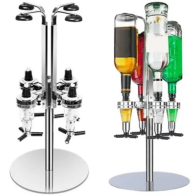 4 Bottle Rotary Stand Optic Drink Holder Dispenser Party Metal Bar Butler • £22.85