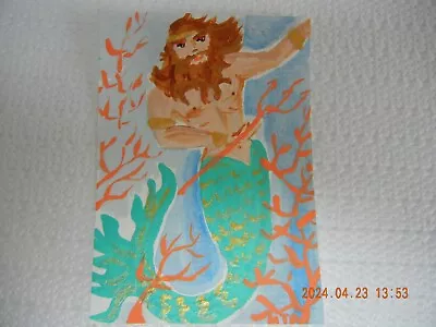 ACEO Original Merman Painting Acrylic On Paper • $8