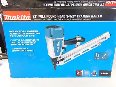 Makita AN924 21 Degree Round Head Plastic Collated 3 1/2 Framing Nailer SC307-5 • $84.99