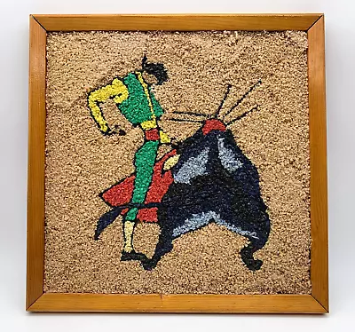 Vintage MCM Mosaic Bullfighter El Matador Wall Hanging Art In Pebble Gravel • $35