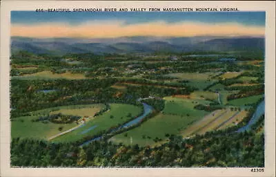 Virginia Shenandoah River Valley From Massanutten Mountain Aerial ~ Postcard • $1.99