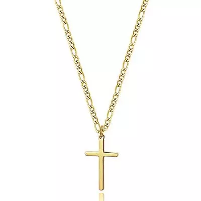 14K Gold Filled Cross Necklace For Men 22 Inches Big Cross Pendant(1.2 *0.7 ) • $19.92