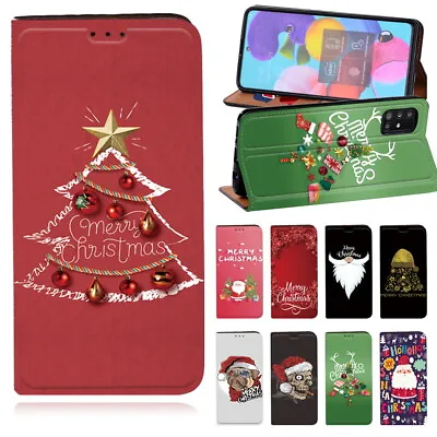 Christmas Leather Stand Cover Case For Samsung Galaxy A10A20 A40 A41 A50 A70 A71 • £3.59