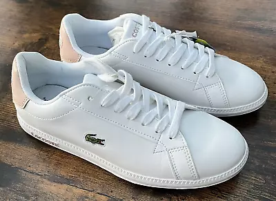 £45 • Buy LACOSTE GRADUATE White/Pink Leather Trainers Size UK5