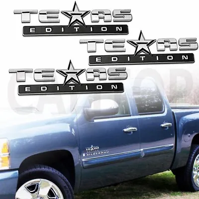 3x CHROME&BLACK TEXAS EDITION EMBLEM BADGE For SILVERADO SIERRA TRUCK UNIVERSAL • $9.45