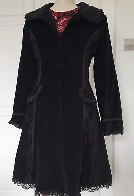 Stylish Black Velvet Full Length Evening Coat Victorian Look • £59