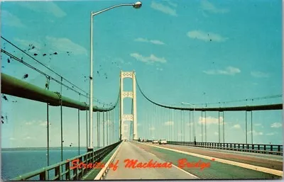 Straits Of Mackinac Bridge 1965 Michigan Vintage Chrome Postcard B14 • $4.02