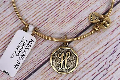 NEW NWT Alex And Ani Letter Initial H Charm Bangle Gold Bracelet  • $11.99