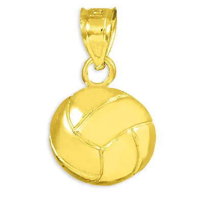 Solid Yellow Gold Volleyball Sports Charm Dome Shaped Pendant (Made In USA) • $129.99