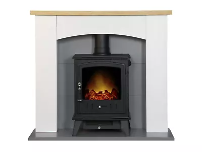 Adam Huxley Pure White & Grey + Aviemore Electric Stove Black 39  • £199.95