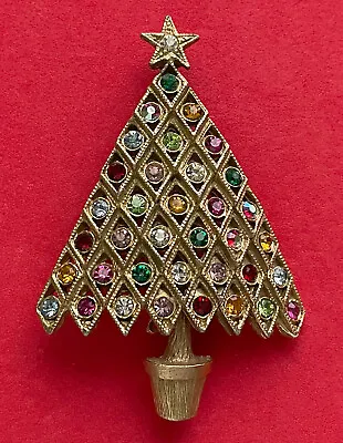 Vintage Hattie Carnegie Christmas Tree Pin Brooch Book Piece Mid Century Modern • $235