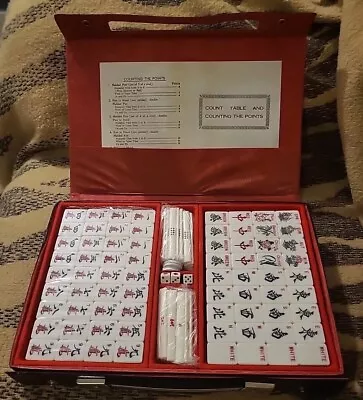 NEW VTG Tukiyama Mah Jongg Set Bamboo Back Instruction Game Case 144 Tiles Jong • £129.99