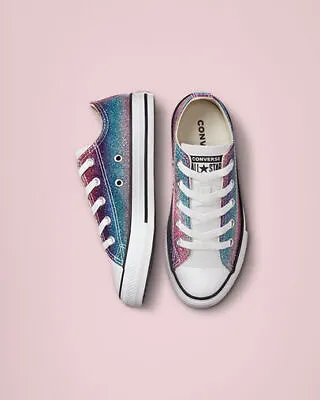 CONVERSE Chuck Taylor All Star Glitter Drip Size 3 Youth Little Kids NEW • £28.15