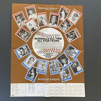 Baseball’s All Time All Star Teams Poster Vintage 1984 * Boyer Musial Robinson • $2.99