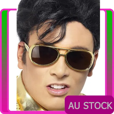 Gold Shades Elvis Presley Costume Sunglasses Glasses Party 50s Rock N Roll 50's • $19.99