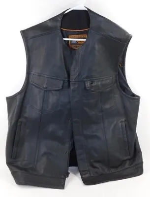 First Classic Mens 4XL Black Leather Biker Vest Great Condition • $42.99