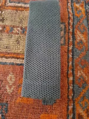 Rare! Vintage Calvin Klein  Knit Necktie Tie Green Skinny Square Cotton • $5