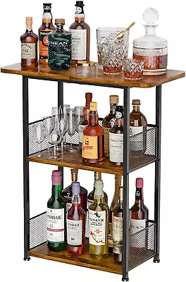 Floor Standing Freestanding Whiskey Rack: 3 Tier Wine Rack Mini Bar Table Corner • $53.82