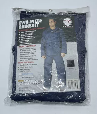 ROTHCO Two-Piece Rainsuit Ultra Quality For Ultra Durability Navy Large 3770 • $42
