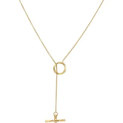 New 9ct Yellow Gold Adjustable Lariat T-Bar Necklace 455mm(18 ) 9ct Gold For Her • £304.75