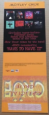 MOTLEY CRUE Rare 1999 PROMO CARDSTOCK PAPER COUNTER DISPLAY For Crucial CD MINT • $34.99