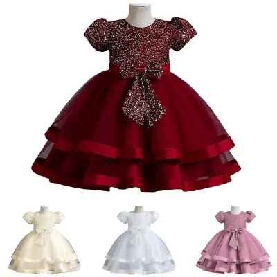 Child Kids Girls Tulle Dress Princess Bridesmaid Christmas Party Wedding Pageant • $31.93