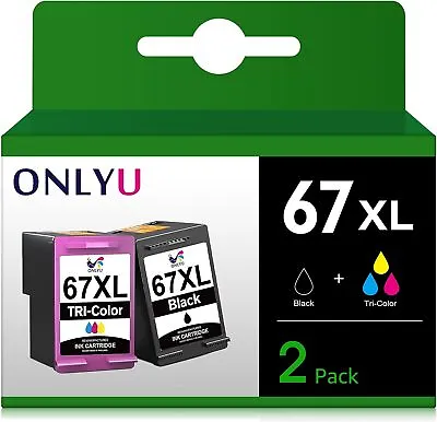 Black & Color Ink Cartridges For HP #67 67XL DeskJet 4158e 4155e Plus 4122 Lot • $17.55