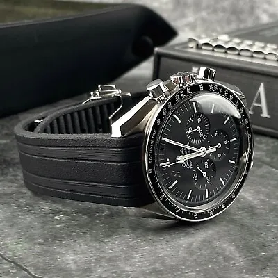 £65 • Buy 20mm Rubber Curved End Watch Strap Band Made For Omega Speedmaster Moonwatch