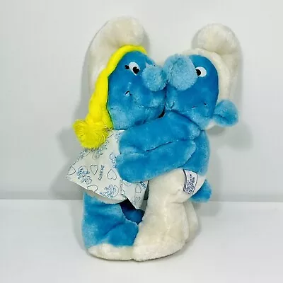 Wallace Berrie Smurf Smurfette Hugging 12” Stuffed Plush 1982 Vintage • $16.36