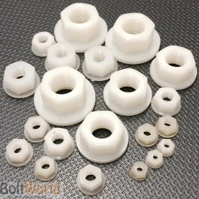 £2.78 • Buy Nylon Washer Faced Flanged White Hexagon Hex Flange Full Nuts Plastic Din 6923 