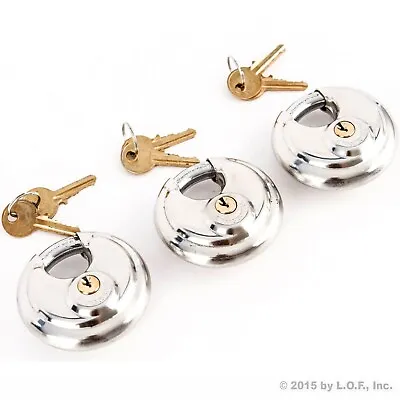 3 Stainless Steel Armor Disc Padlocks Trailer / Self Storage Locks Keyed Alike • $24.37