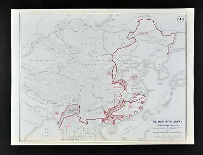 $12.50 • Buy West Point WWII Map War Japan China Burma Hong Kong Japanese Invasion Dec 1944