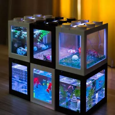 $11.91 • Buy USB Mini Fish Tank Small Aquarium LED Betta Aquarium Desktop Office Decor
