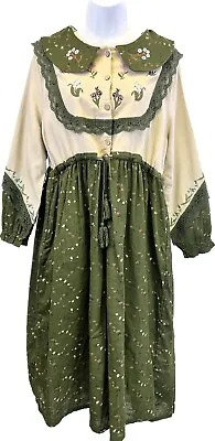 New Women’s Mori Girl Ruffle Lace Embroidered Cotton Dress US OS  Fits S/M • $39.90