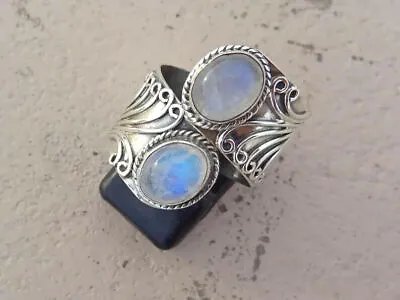 Moonstone 925 Sterling Silver Band& Statement Ring Handmade Ring All Size-q-38 • $10.53
