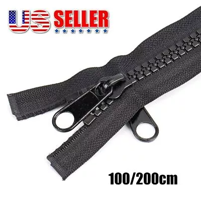 100/200cm Heavy Duty Separating Double Pull Metal Slider Marine Grade Zipper • $7.90