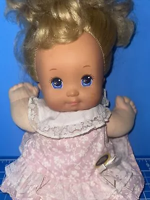 Vtg 1989 Magic Nursery Blonde Girl Doll Mattel In Original Dress Toddler • $19.95