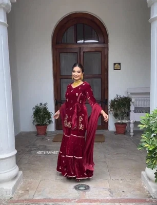 $95.94 • Buy Indian Bollywood Designer Palazzo Kurta Traditional Party Wear Kurti Pent Dress