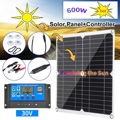 £16.99 • Buy Flexible 600W Solar Panel Charging Kit Marine Caravan 30A Charger Controller UK