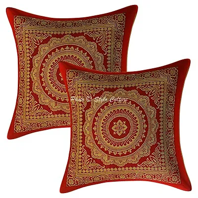 Hippie Yoga Pillow Case Cushion Cover Red Brocade Jacquard Boho Meditation • $13.81