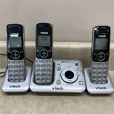 Vtech 3 Handset Cordless Phone Answering System Caller-ID Black / Silver • $20