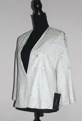 ZARA Embellished All Over Sequin Ivory Silver Jacket Blazer UK XS 6 8 BNWT £60 • $50.52