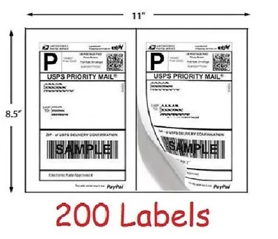 200 Shipping Labels Blank Self Stick Paper For Printing USPS UPS EBay Postage • $29.99