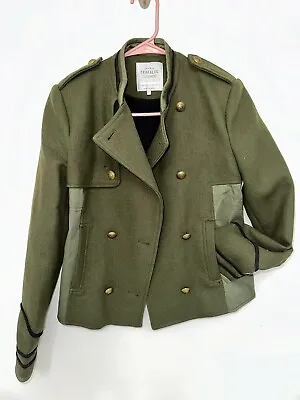 NWOT Zara Trafaluc Combined Army Jacket Military Green Coat Women's Small Wool • $69.95