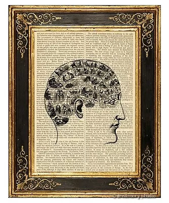 Read My Mind Art Print On Vintage Book Page Phrenology Home Office Decor Gifts • $13.99